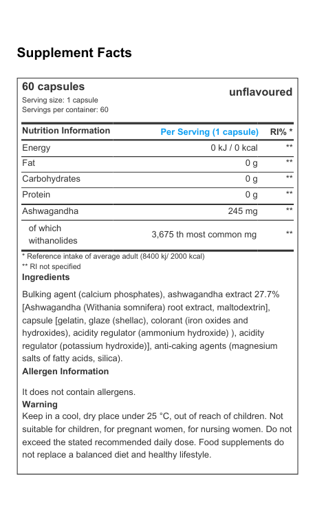 ASHWAGANDHA 60 CAPSULES